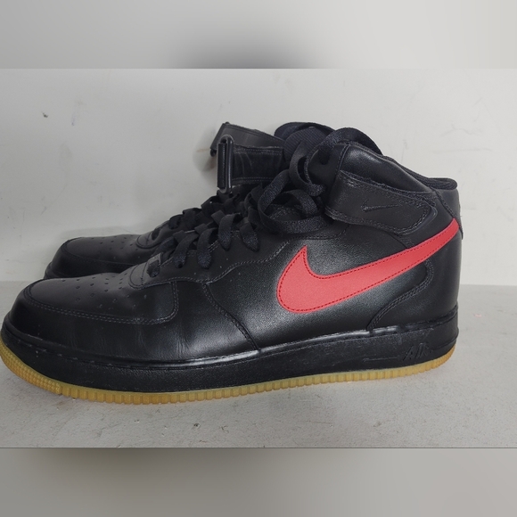Nike Air Force 1 Mid Black Varsity Red SZ 14 - Picture 4 of 9